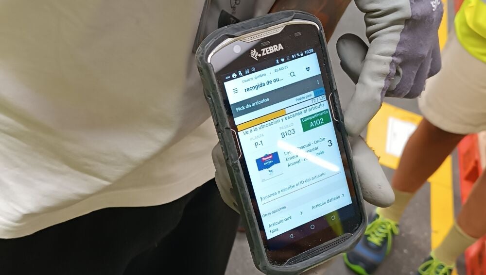 Pedido de un cliente en el dispositivo de un trabajador