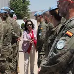 La ministra de Defensa, Margarita Robles, visita las tropas españolas que forman parte de la Fuerza Provisional de las Naciones Unidas en el Líbano (UNIFIL) en la base ‘Miguel de Cervantes', en Marjayoun (Líbano)