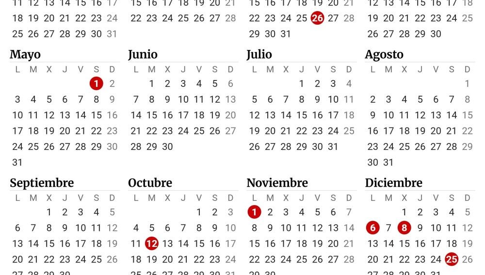 Calendarios laborales 2027 en España y por comunidades autónomas