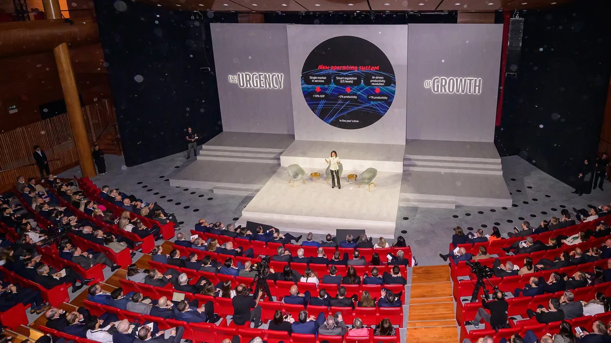 Imagen de la Conferencia Internacional de Banca en 2025, cuyo lema fue "La urgencia del crecimiento".