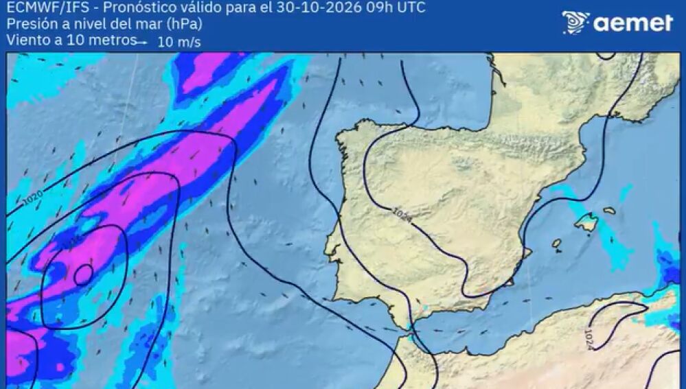 Previsi&oacute;n de la AEMET para el viernes 30 de octubre de 2026