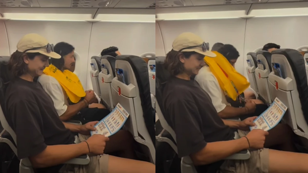 Un creador de contenido es vetado de dos aerolíneas por inflar el chaleco salvavidas durante las instrucciones de seguridad como broma