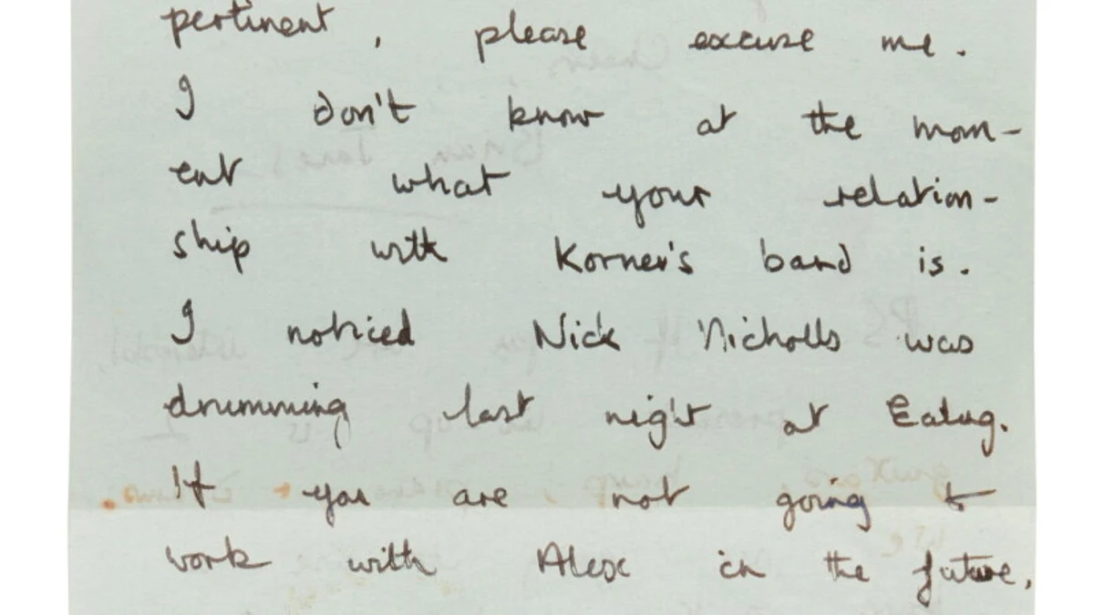 El inicio de la carta que envió Brian Jones a Charlie Watts