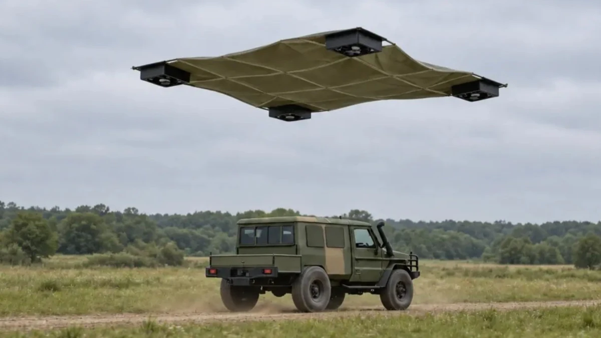 Una empresa de EE UU presenta un camuflaje volador autónomo para ocultar soldados y vehículos militares.